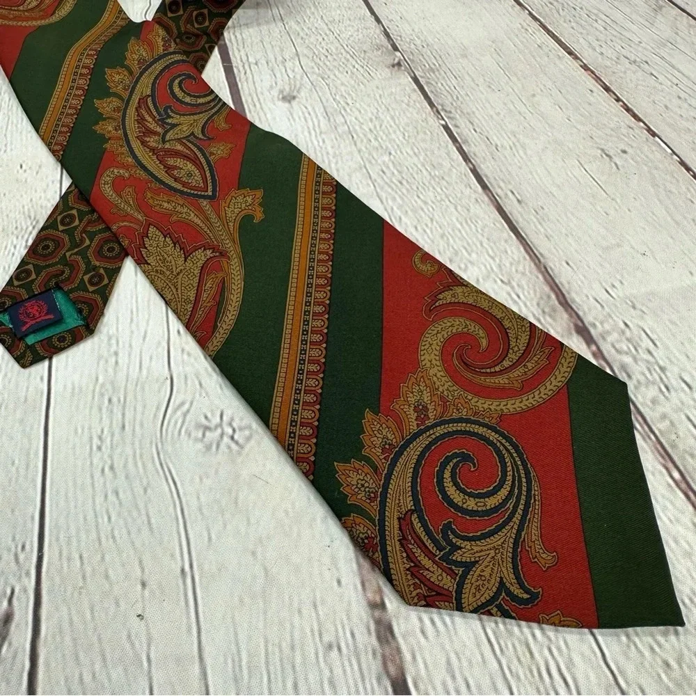 tommy hilfiger silk tie deep rich jewel colors preppy business office